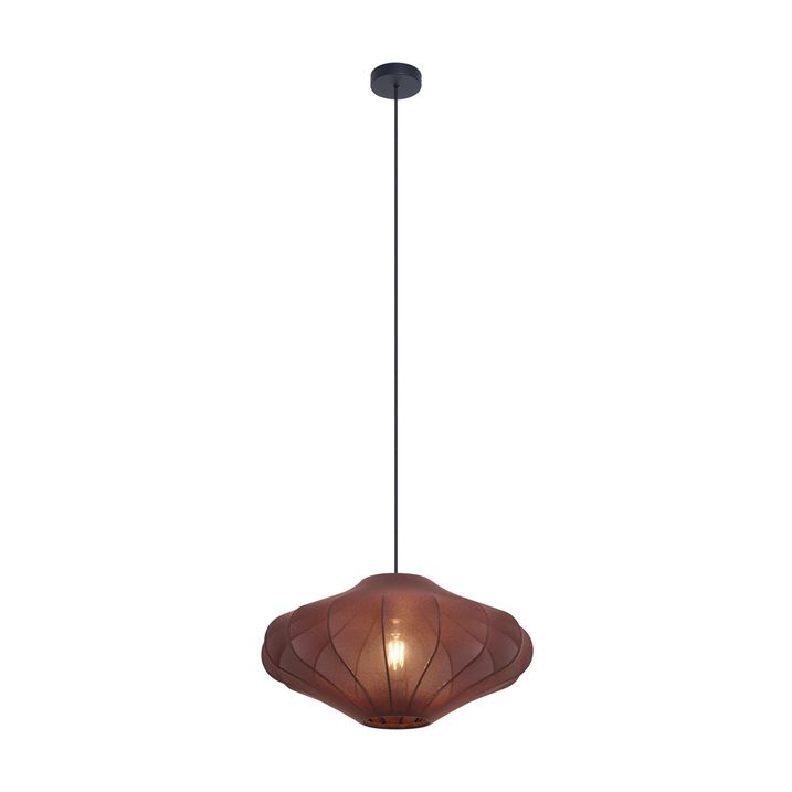 Japandi viseća lampa smeđa sa platnenim sjenilom 50cm - Plu
