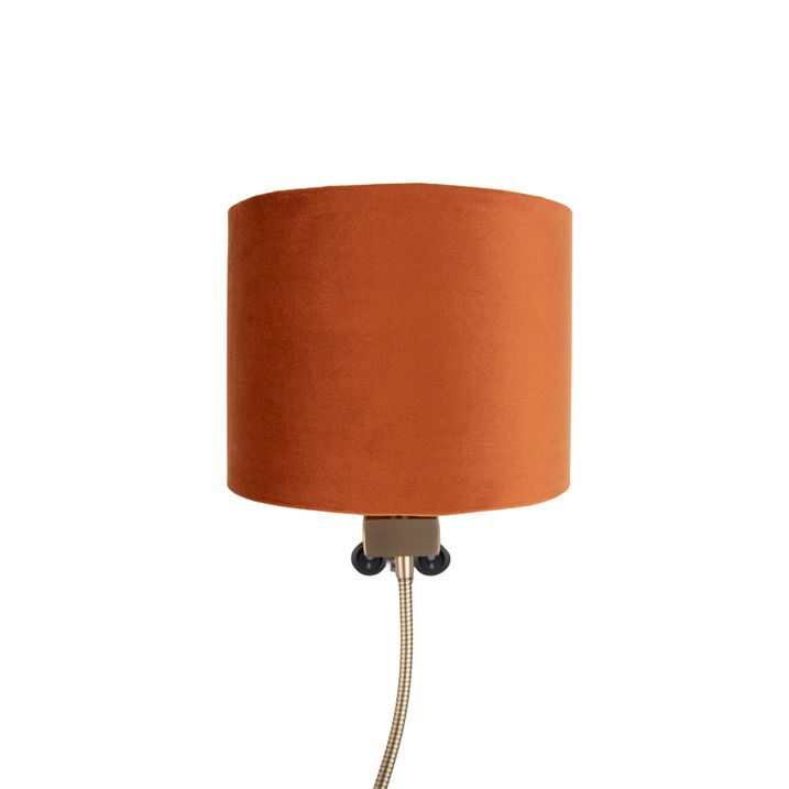 Nástenná lampa bronzová s flexibilným ramenom a oranžovým tienidlom so zlatým interiérom 18cm - Brescia Combi