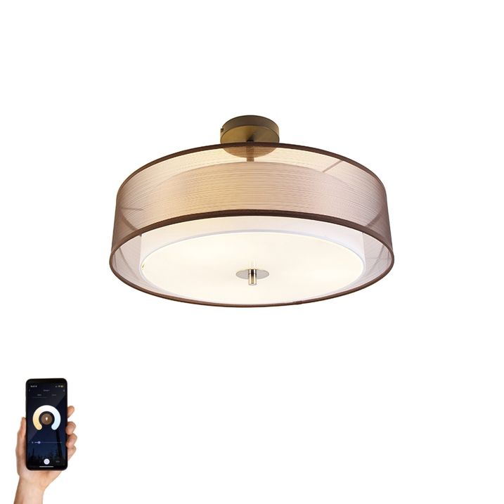 Pametna stropna svetilka rjava z belo 50 cm 3-luči vklj. 3 Wifi A60 - Drum Duo