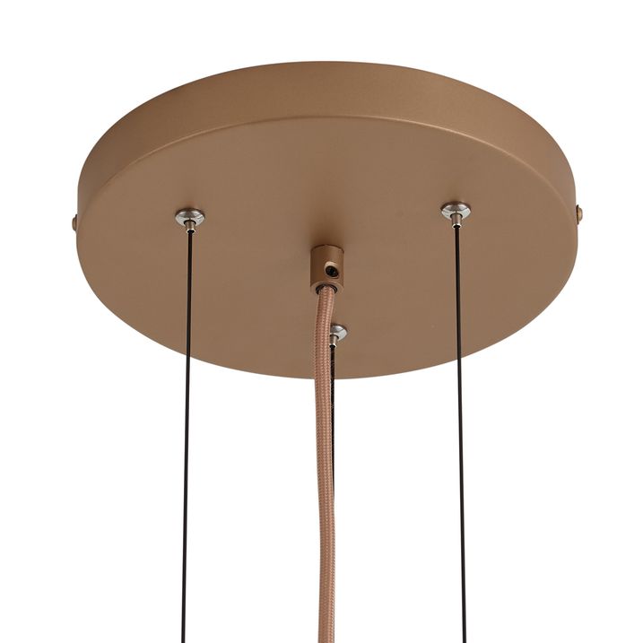 Lampă suspendată retro bronz închis cu sticlă chihlimbarie - Barb