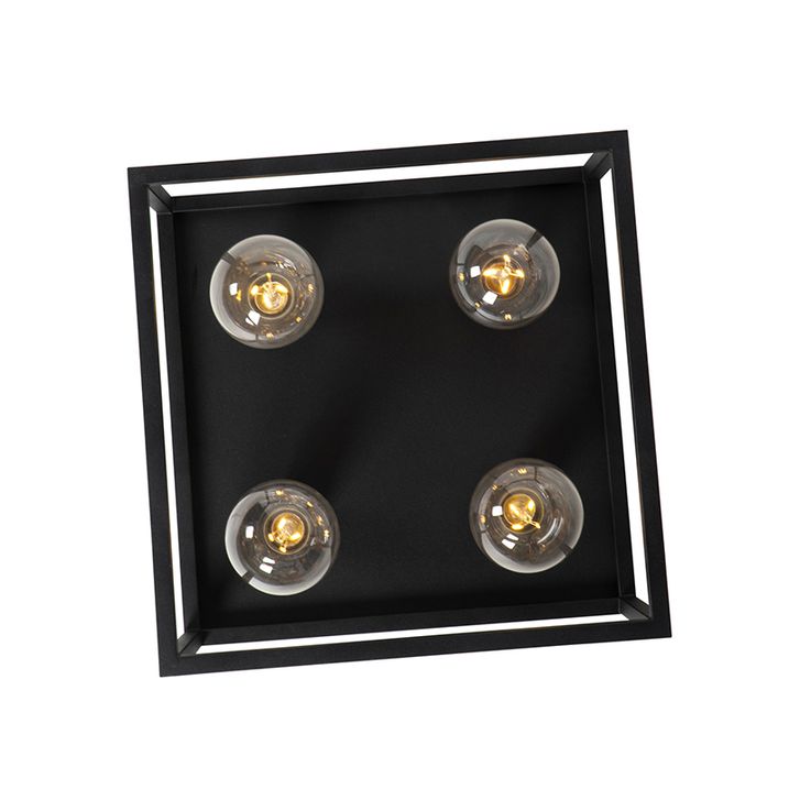 Plafoniera industriale nera 40 cm 4 luci - Cage