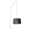 Pendant-Lamp-Black-with-Plug-and-Leaf-Shade-with-Gold-Interior-35cm---Cavalux