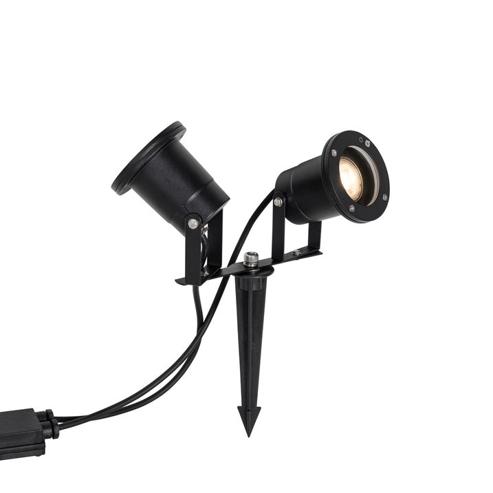 Moderni puutarhavalaisin musta sis. johdon ja pistokkeen 150cm 2-lamppuinen IP65 - Basic