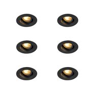 Set-of-6-Modern-Recessed-Spotlights-Black-9.2-cm-Rotatable-and-Tiltable---Chuck