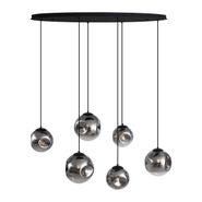 Lampada-a-Sospensione-Art-Déco-Nera-con-Placca-da-Soffitto-Ovale-e-Vetro-Fumè-a-6-Luci---Douglass