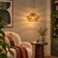 Lampă-suspendată-retro-bronz-închis-cu-sticlă-chihlimbarie---Barb