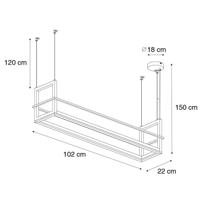 Hänglampa svart med hyllplan inkl LED 3-stegs dimbar - Cage Rack