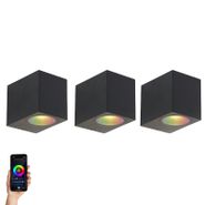 Set-di-3-applique-da-esterno-intelligenti-nere-IP44-con-Zigbee-GU10---Baleno