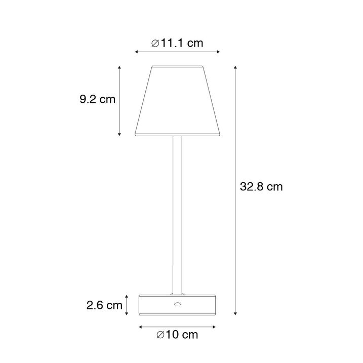 Table Lamp Grey Incl. Rechargeable LED with Touch Dimmer - Renata