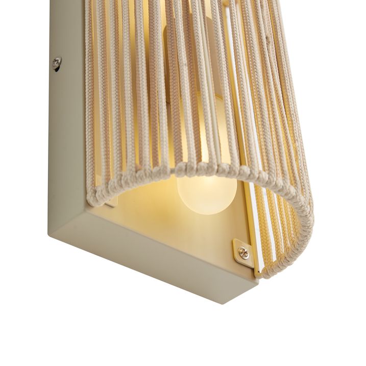 Applique murale Japandi beige avec corde IP44 - Jayla
