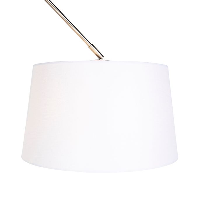 Hängeleuchte Stahl mit weissem Leinen-Schirm 35 cm - Blitz