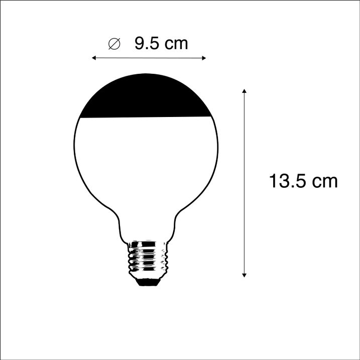 5 vnt. E27 reguliuojamo LED šviesos šaltinio rinkinys G95 juodas 550lm 2700K
