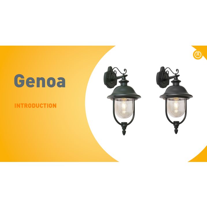 Lampada da parete classica da esterno nera con plastica IP44 - Genoa