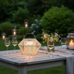 Bohemian tafellamp beige incl. LED 3-staps dimbaar IP54 solar oplaadbaar - Duco