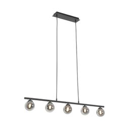 Modern Pendant Light Black 100 cm 5-Light with Smoke Glass - Athens