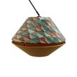 Hanglamp-zwart-met-dubbele-velours-lampenkap-blad-dessin-en-beige---Blitz