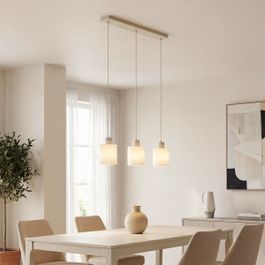 Scandinavian Pendant Lamp Beige with White Glass 3-Lights - Wisp