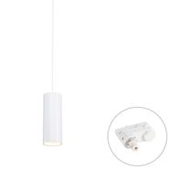 Lampă-suspendată-de-design-albă,-inclusiv-adaptor-pentru-șină-trifazată---Tubo-trifazat