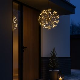Lampada a sospensione natalizia a sfera nera 40 cm con LED e timer IP44 - Nobu