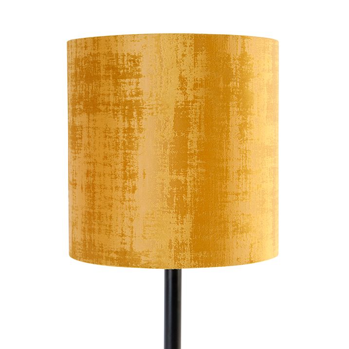 Moderní stolní lampa černá se zlatým stínítkem 25 cm - Simplo
