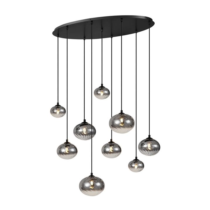 Moderne Hängelampe schwarz mit Rauchglas 9-flammig - Jia