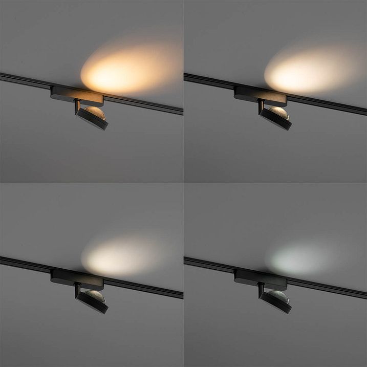 Moderne sort spotlight for 1-fase skinnesystem inkl. LED, roterbar og tiltbar - Magnetic Lance