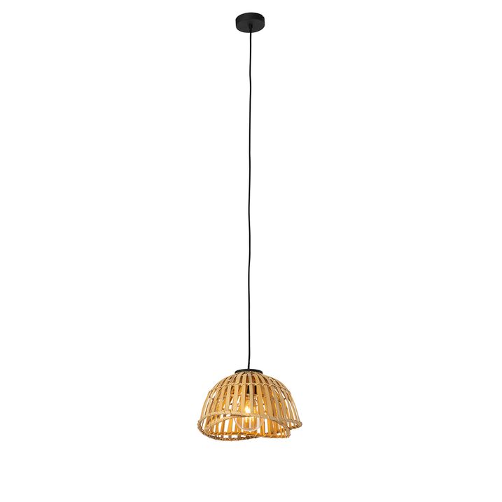 Vzhodna viseča svetilka črna z naravnim bambusom 30 cm - Pua