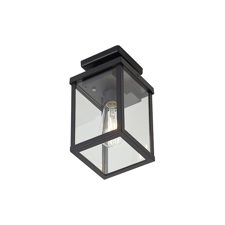 Plafoniera moderna da esterno nera con sensore di movimento e crepuscolare IP44 - Rotterdam