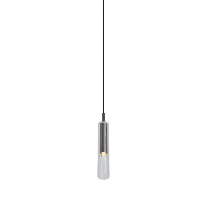 Nowoczesny reflektor w kolorze metalu z przezroczystym szkłem do systemu szynowego 1-fazowego - Slimline Loyce