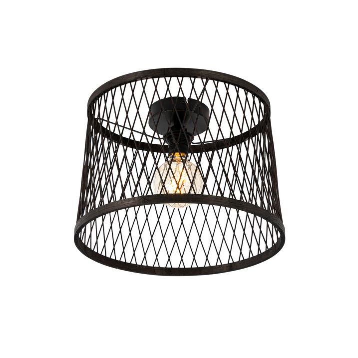 Φωτιστικό οροφής αγροτικό μαύρο rattan 40 cm IP44 - Calamus