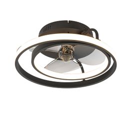 Stropní ventilátor černý 46,5 cm vč. LED s dálkovým ovládáním - Kees