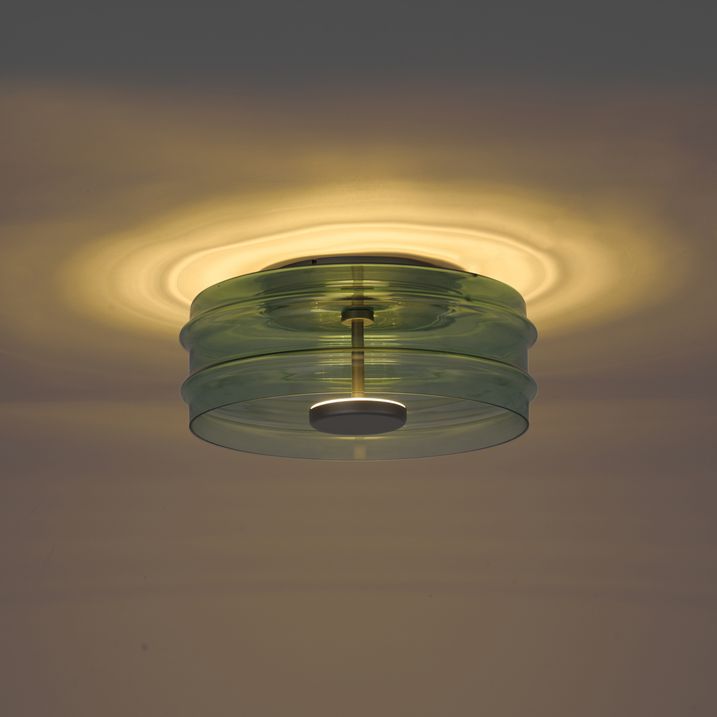 Plafonnier design couleur canon de fusil avec verre vert incluant LED à intensité variable en 3 étapes - Meadow