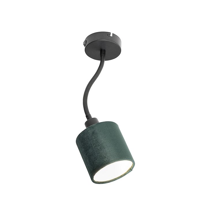 Nástenná lampa čierna so zeleným tienidlom spínačom a flexibilným ramenom - Merwe