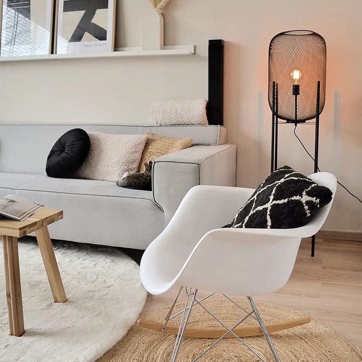 Lampada da terra moderna nera - Bliss Mesh