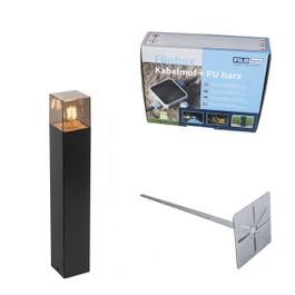 Stehende Außenlampe schwarz 50 cm IP44 mit Rauchglaseffekt - Dänemark
