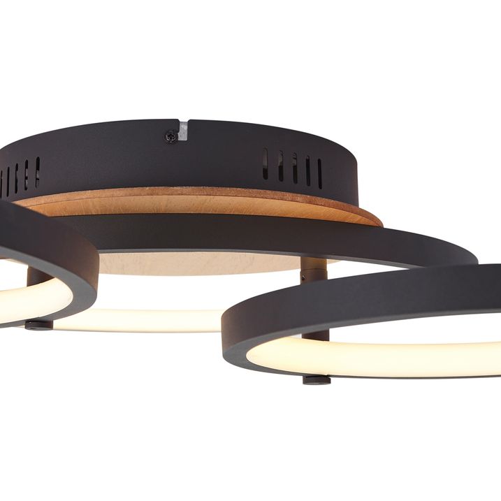 Moderna plafonska lampa drvena uklj. LED sa 3 nivoa zatamnjivanja 3-svetla - Rondas
