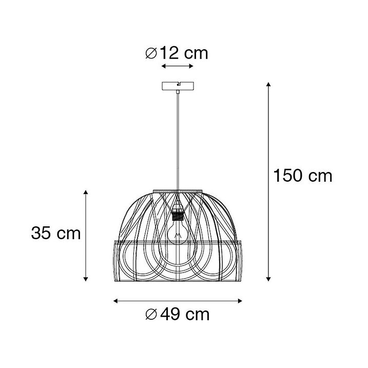 Pametna viseća lampa ratan 49 cm uključujući Wifi G95 - Michelle