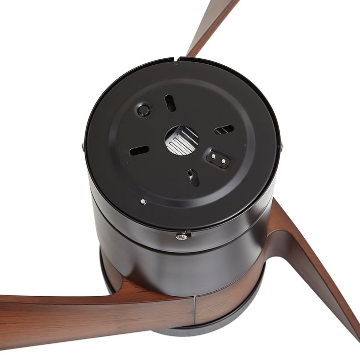 Plafondventilator zwart met walnoot hout print 132cm incl. LED dimbaar met afstandsbediening - Twist