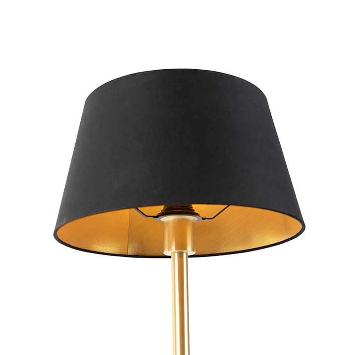 Siyah abajurlu klasik pirinç masa lambası 32 cm - Simplo