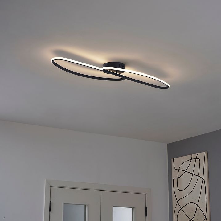Designerska lampa sufitowa matowa czarna 65 cm 3-stopniowa ściemnialna 2-punktowa - Pepe