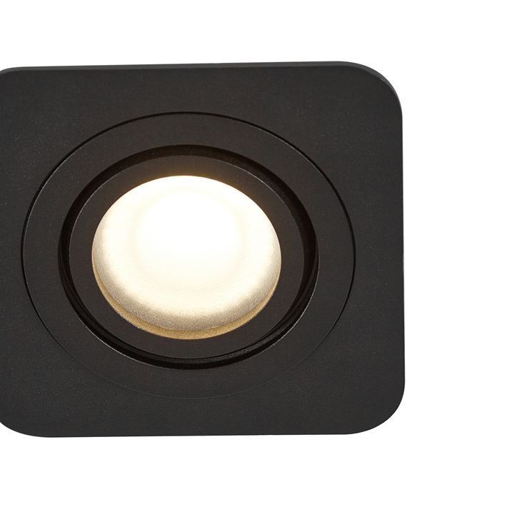 Ensemble de 6 spots encastrables ronds noirs GU10 50mm orientables et inclinables IP44 - Alberto