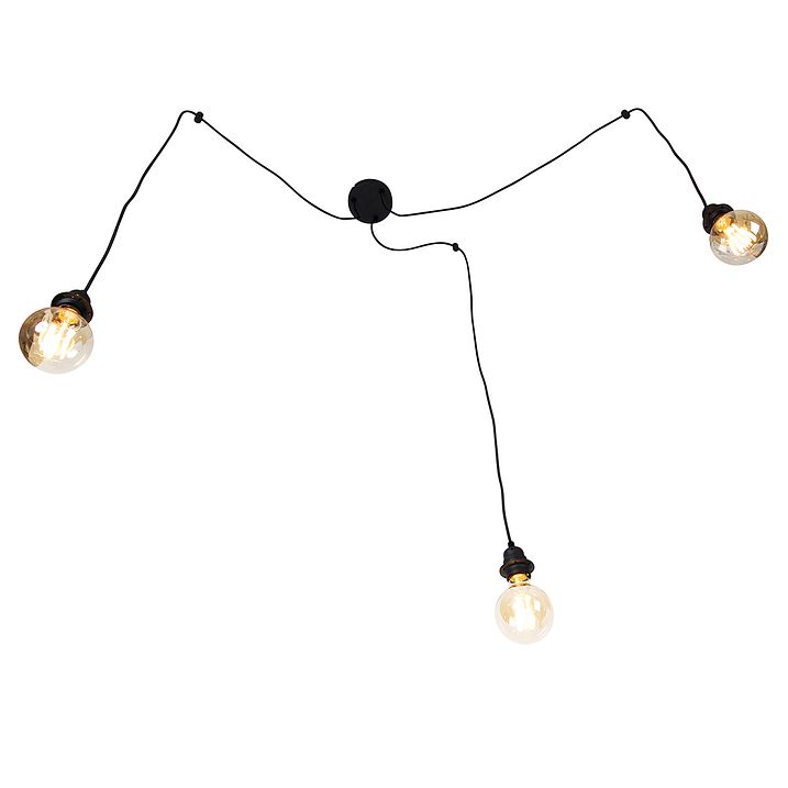 Smart taklampa svart 3-ljus inkl. WiFi G95 - Cava