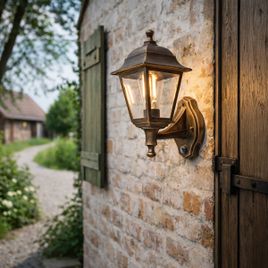Antike Wandleuchte Gold IP44 mit Bewegungsmelder - Capital