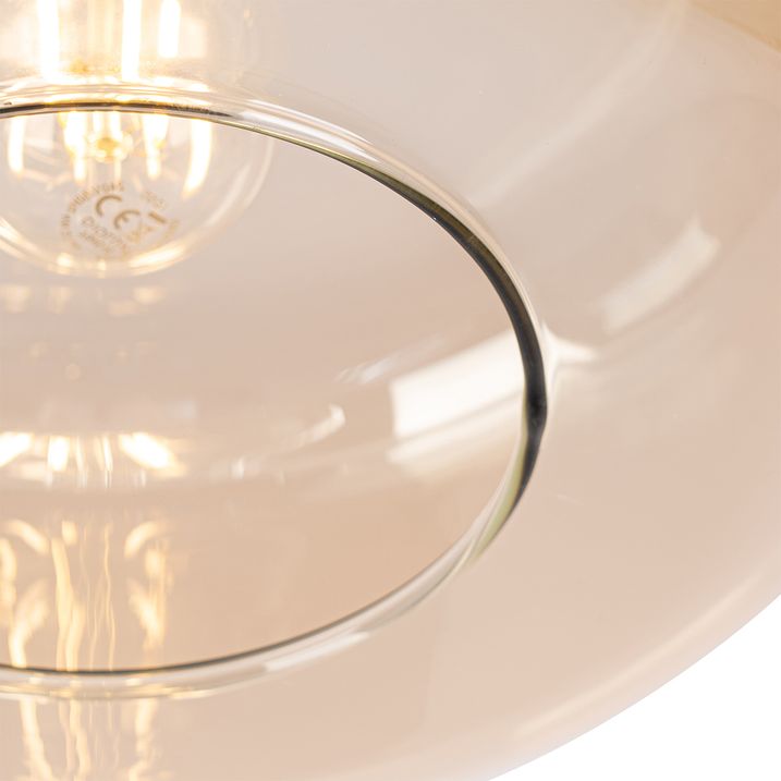 Plafonnier intelligent noir avec verre ambré incl. Wifi A60 - Bizle
