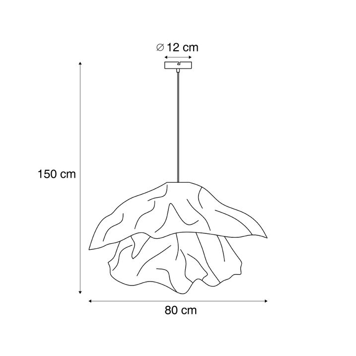 Japandi hanglamp beige met stoffen kap 80cm - Papel