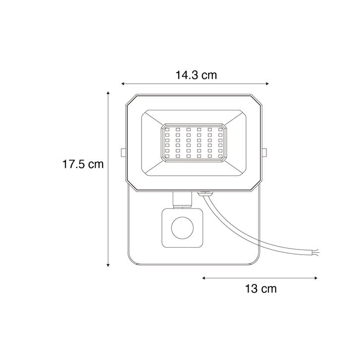 Schwarzer Heizkörper inkl. LED 30W IP65 mit Bewegungssensor - Levana