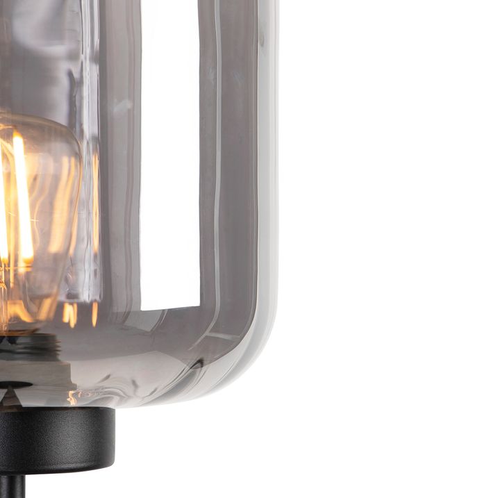 Smarte Stehleuchte schwarz mit Rauchglas inkl. Wifi ST64 - Qara