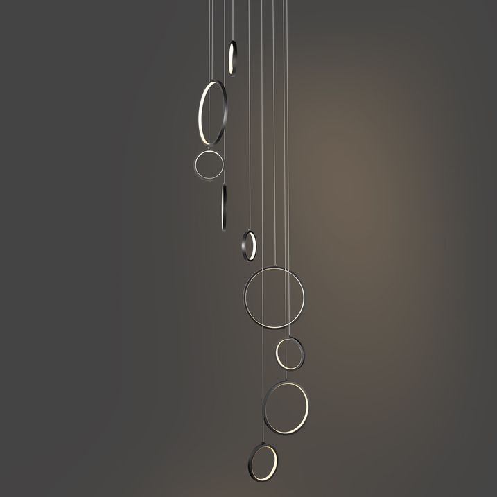 Design hanglamp zwart 9-lichts incl. LED 3-staps dimbaar - Vide Anella