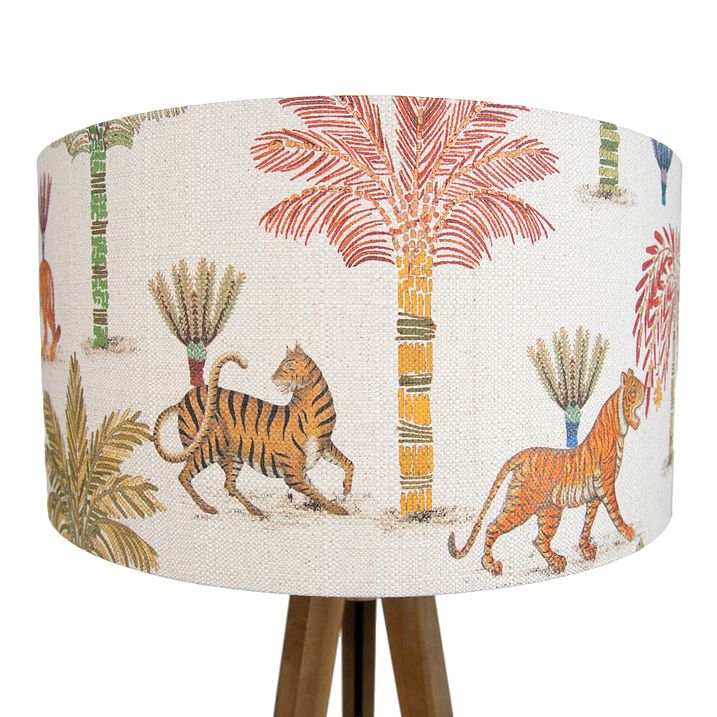 Drvena podna lampa sa višebojnim abažurom sa životinjskim printom 50 cm - Tripod Classic