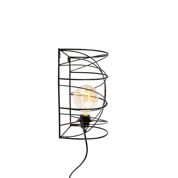 Dizajnová nástenná lampa čierna - Spira